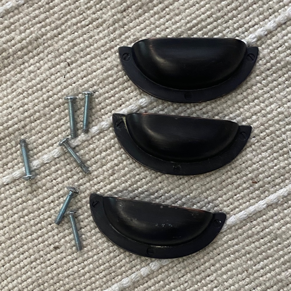 Black Cup Drawer Pulls with Screws
